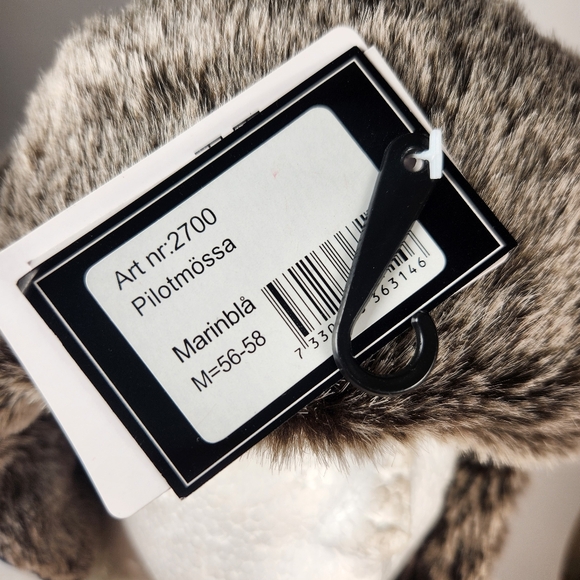 ENGELSONS Mens Trapper Hat Medium Blue Faux Fur Ear Flaps Winter Made Sweden NEW - Picture 12 of 13